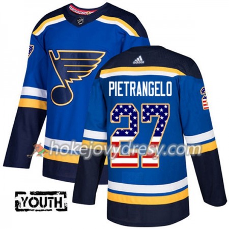 Dětské Hokejový Dres St. Louis Blues Alex Pietrangelo 27 2017-2018 USA Flag Fashion Modrá Adidas Authentic